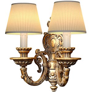 Bronze antique Sconce classic French style Wall lamp lampshade 3D model