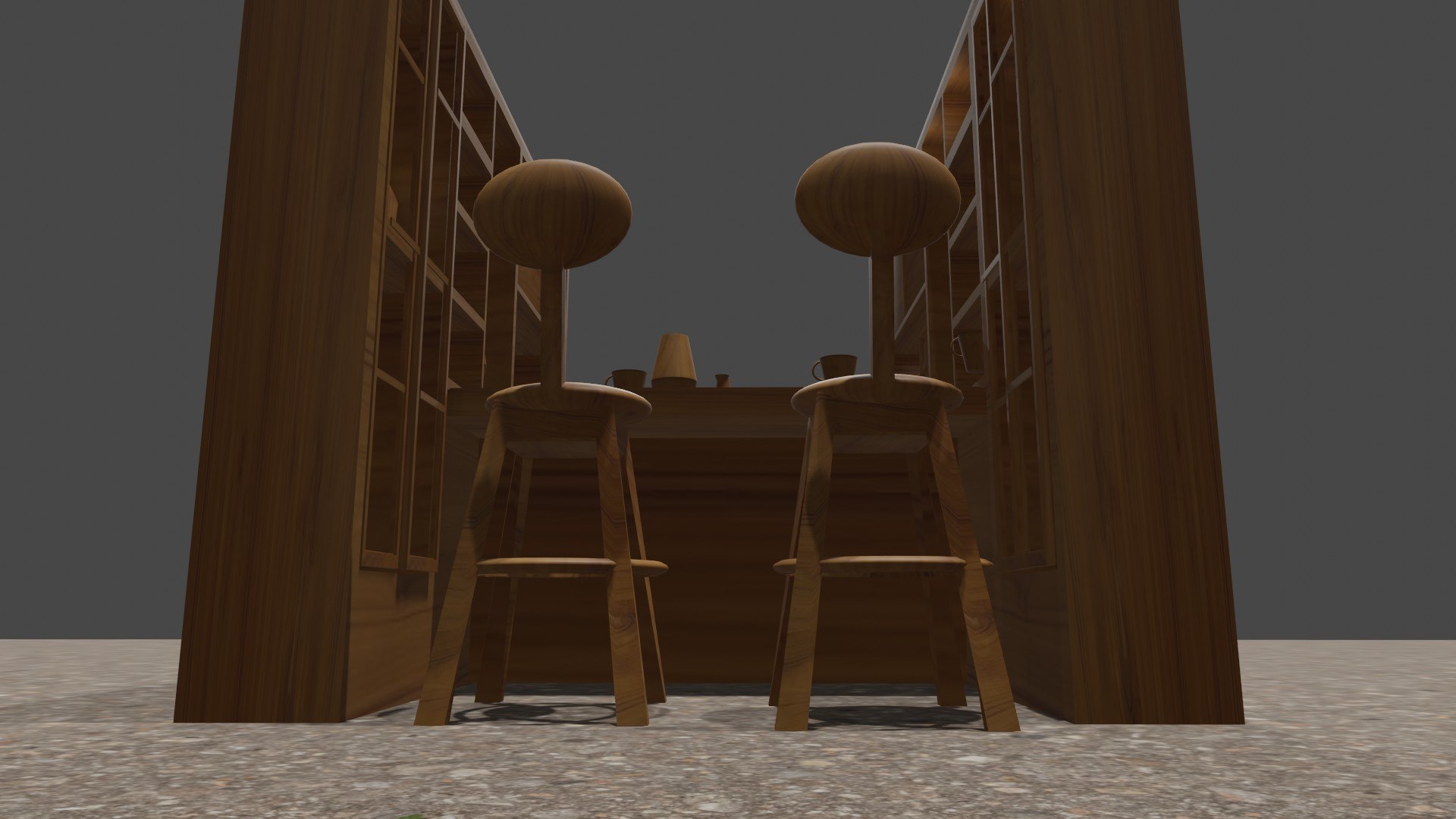 3D Model Mini Bar Design Material Teak Wood Furniture Minimalis