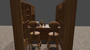 3D model Mini bar design material Teak Wood  Furniture Minimalis
