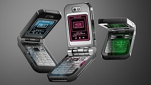 3D Flip Phone V2 Retro Futuristic Style model