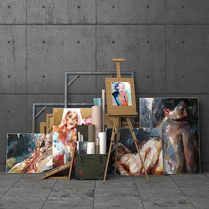 A set of decorative elements with easel