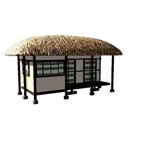 low poly thatched house 3D model