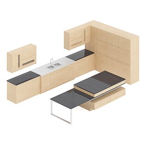 3D model kitchen furniture set