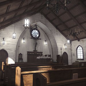 Church Interior 8K PBR Texture 3D model