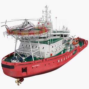 Rescue Operations Icebreaker Ship with Mi-8 Helicopter