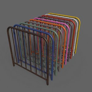 3D PBR Pedestrian Guard Rail V2 - Collection model