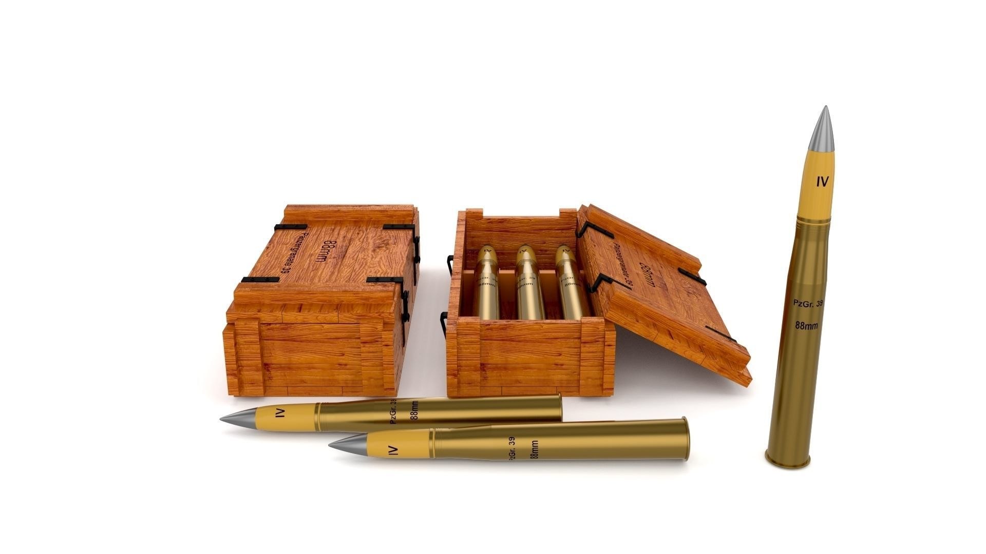 3d obj german 88mm shell