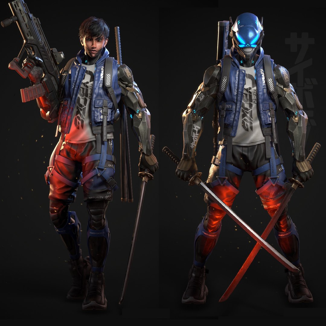 赛博朋克武士3d模型