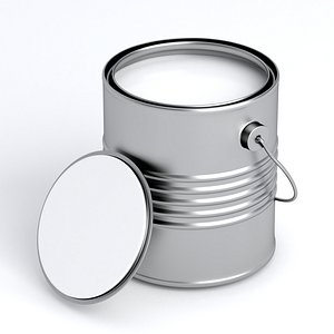 Metal Paint Bucket White model