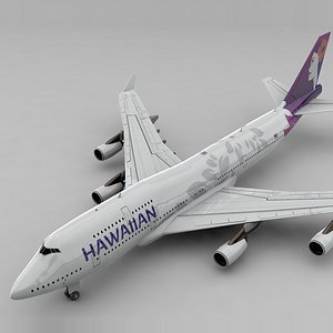 3D model boeing 747 hawaiian airlines