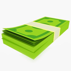 3D Cartoon Money Bill stack