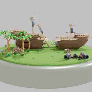 3D Island - Poly Pack model