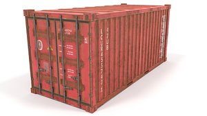 3D container 20 ft pbr model