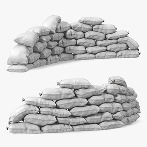 Semicircle Polypropylene Sandbag Barricade 3D model