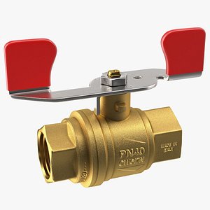 3D Brass Ball Valve with Union Butterfly Handle