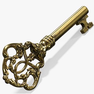 Small Golden Key 01 - Triple A PBR Game Ready 3D model