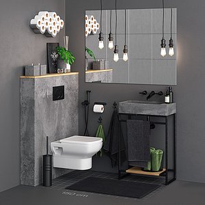 3D Concrete Toilet SET2