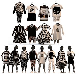 Children's clothing on mannequins and hangers set 1