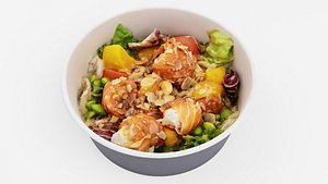 3D Poke bowl Salad with mango almond and salmon