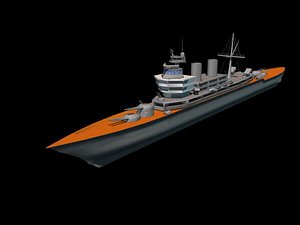battle ship 3d model