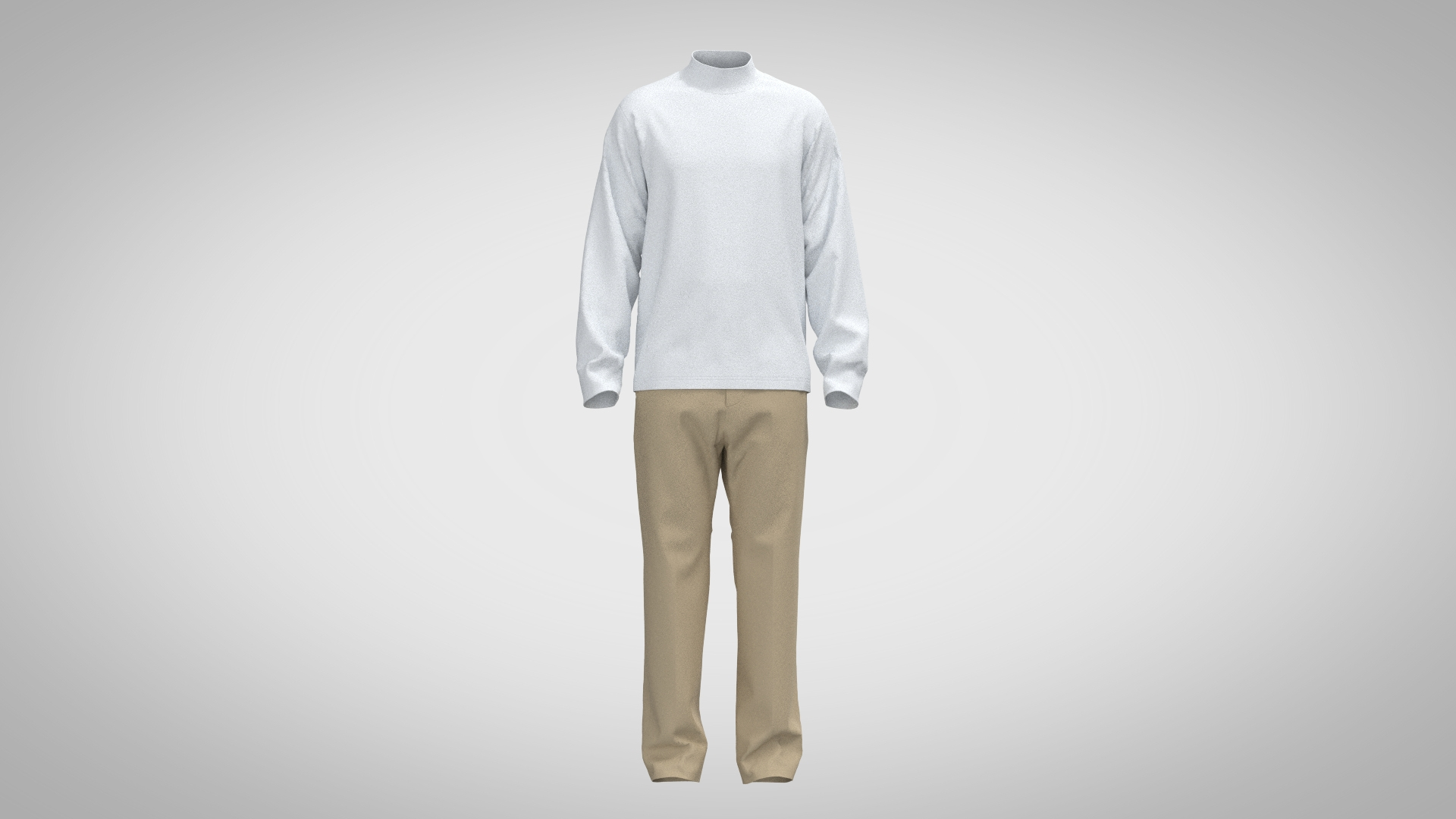 Mock Neck Long Sleeve T-Shirt Outfit 3D Model - TurboSquid 1960421