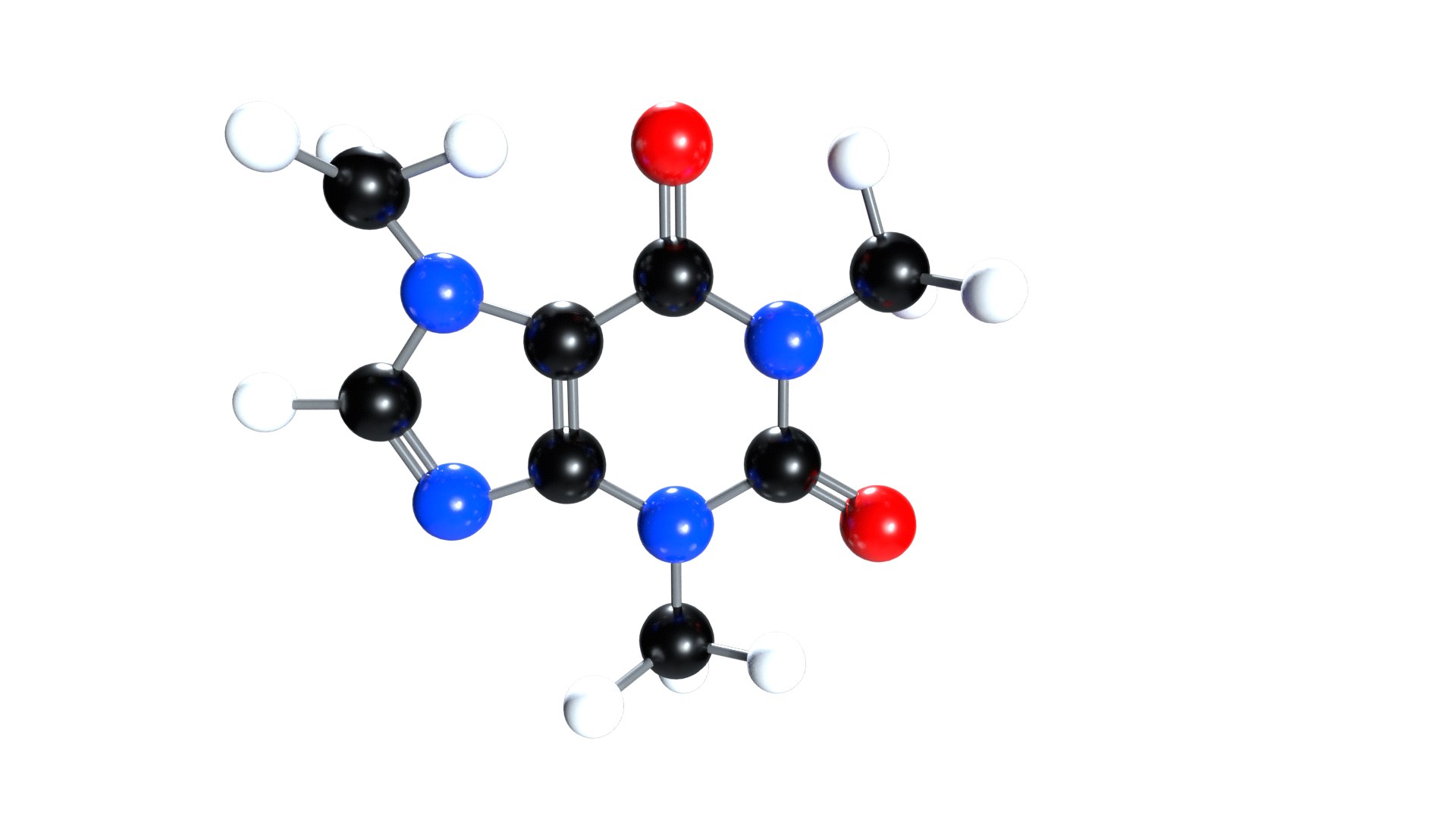 Caffeine Molecule 3D Model - TurboSquid 2210612
