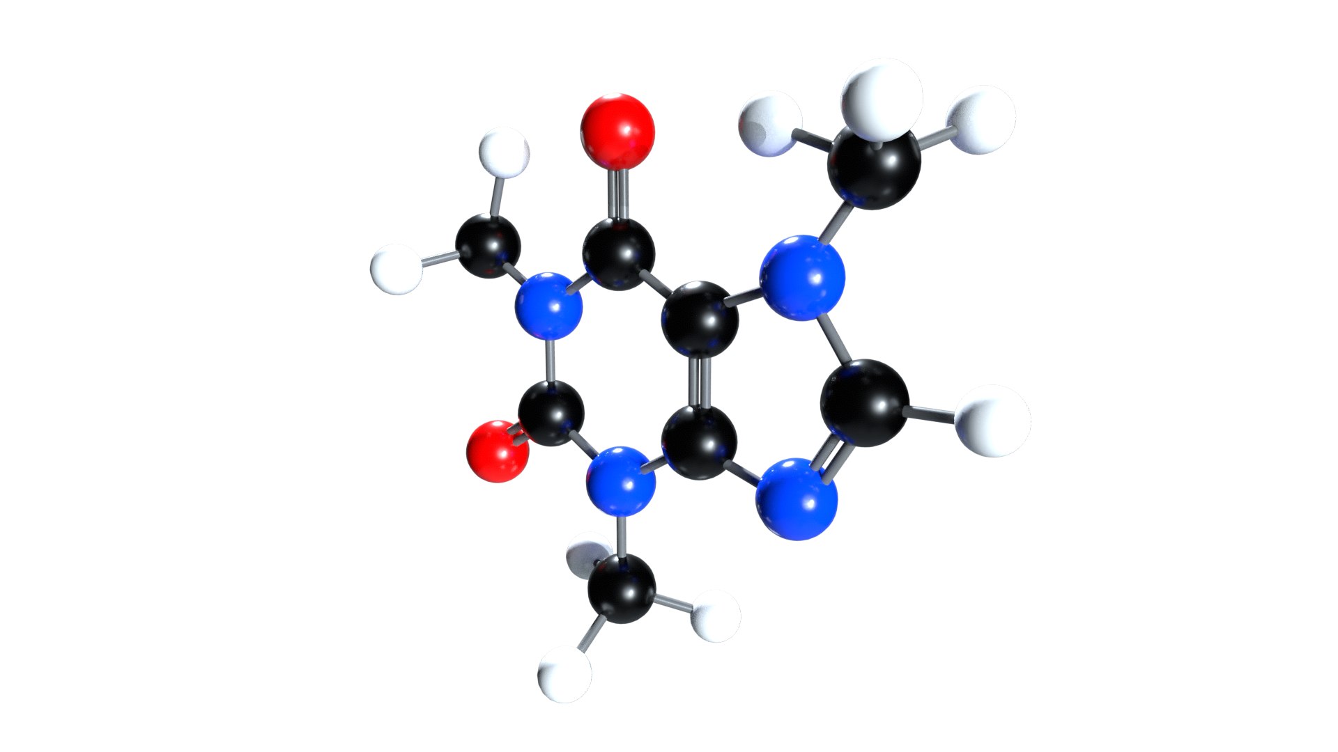 Caffeine Molecule 3D Model - TurboSquid 2210612