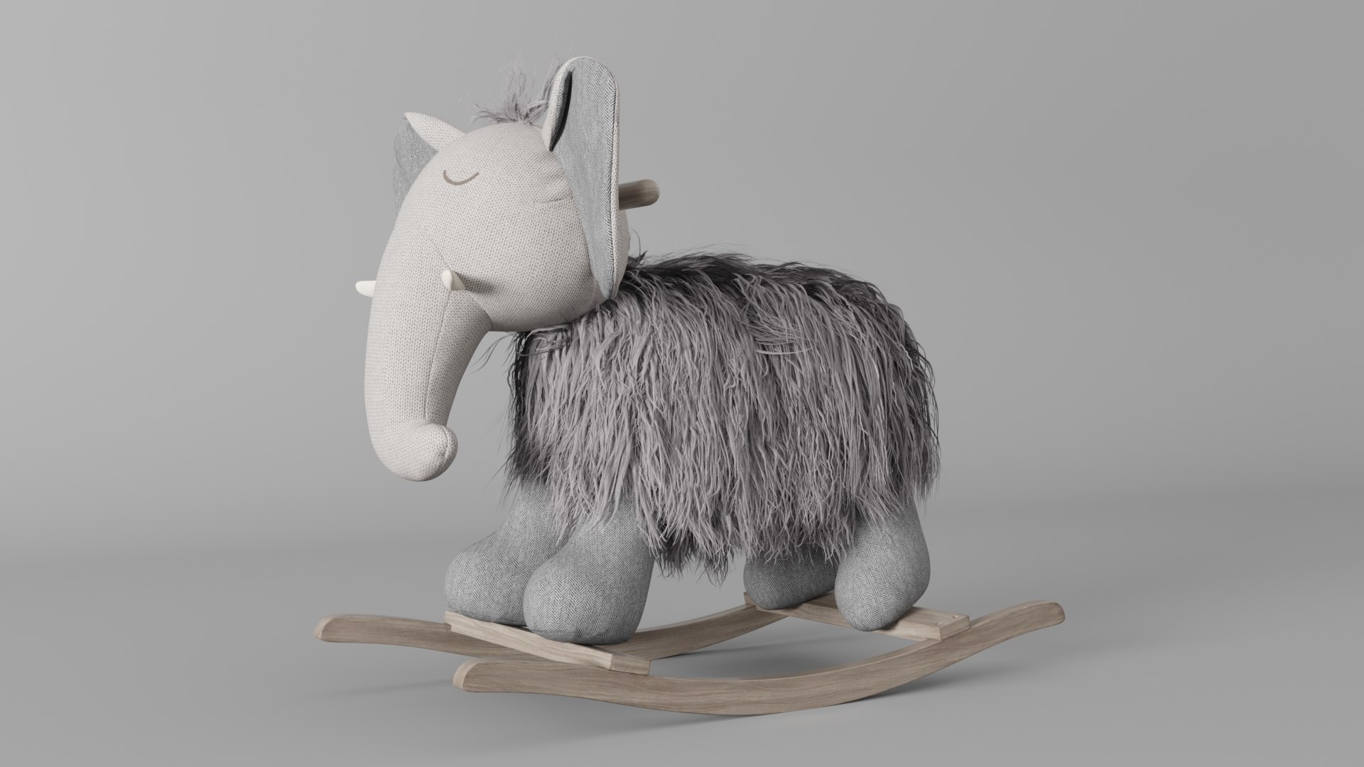 Wooly Plush Gray Rocking Elephant 3D - TurboSquid 2196532