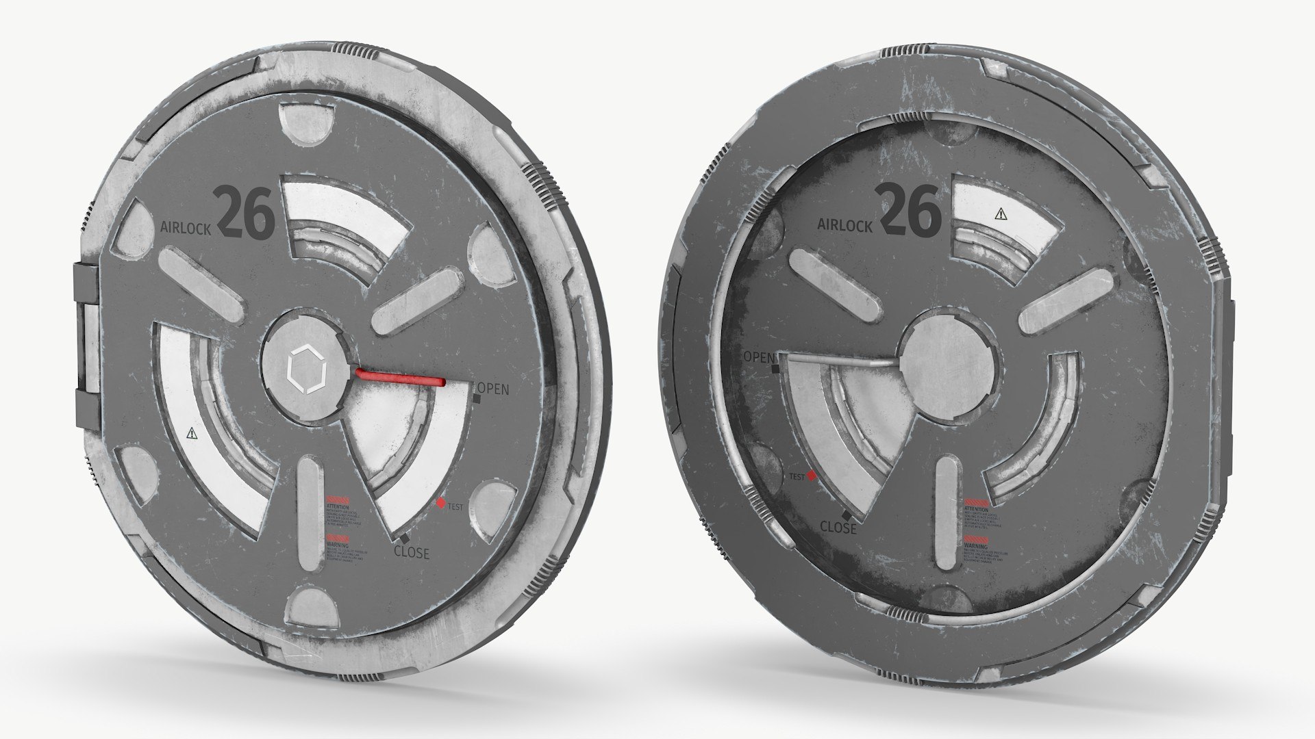 Industrial Airlock Door 26 Old Grey 3D model preview