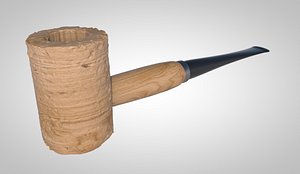 corn cob pipe wood 3D model
