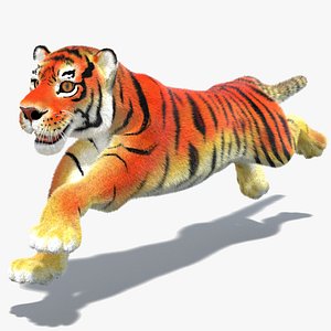 Animated Cartoon Tiger with Fur