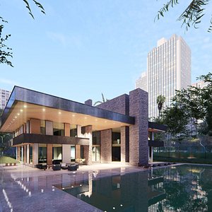 frank lloyd wright style house modern architecture furnished luxurious villa project Revit n Lumion