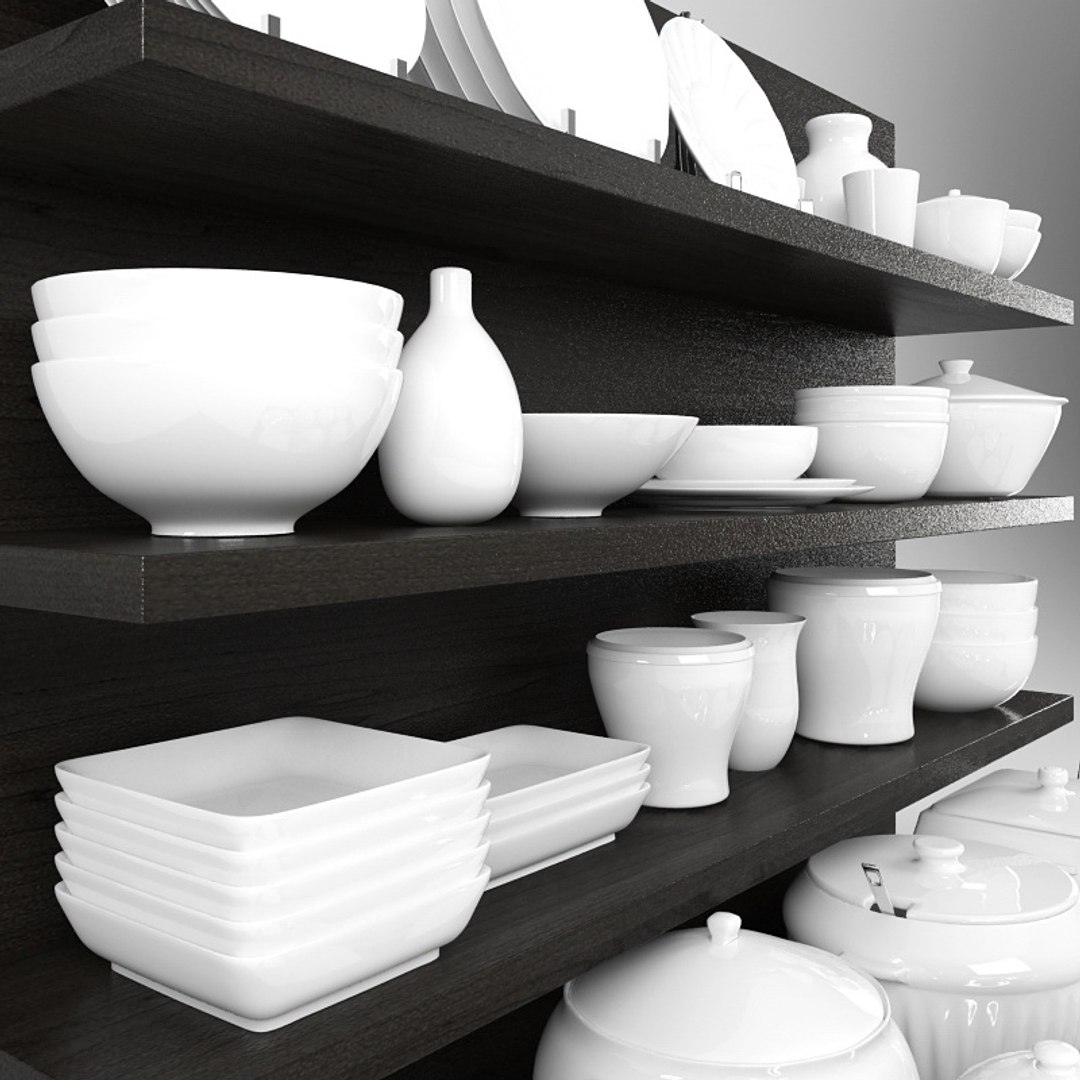 3d Model Kitchen Bowls Plates Set