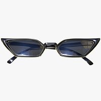 Vintage Black Thin Cat Eye Sunglasses - Game Asset