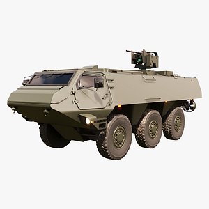 3D model Patria XA-300 6x6 CAVS with Kongsberg RWS - PBR