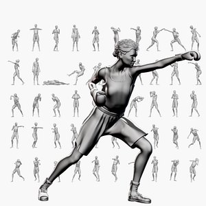 3D Boxer Woman Set01 model