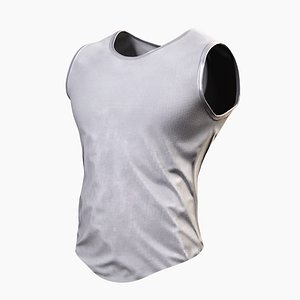 3D White Tank Top for Male Characters -Real-Time Outfit model