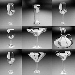 Realistic Glasses Set 3D model