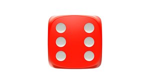 Rotated two red dice, seamlessly loopable with alpha mask