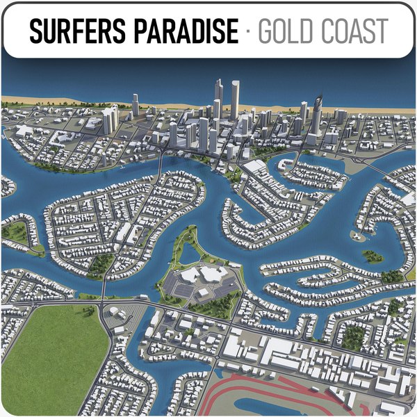 surfers paradise surrounding - 3D model