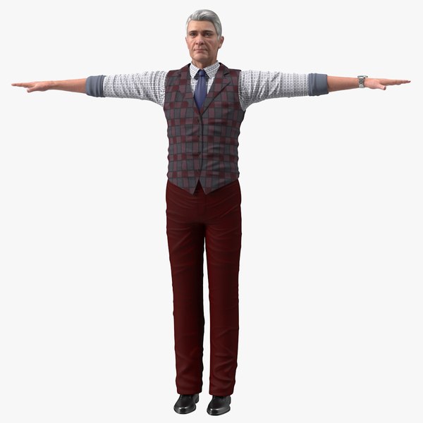 elderly man casual wear 3D model