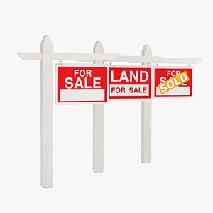 3D Real Estate For Sale Notice Sign Board model