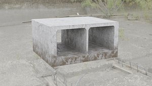 Culvert Entrance and tunnel Piece Unity  Unreal  PBR model