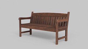 3D Wood Street Bench 3D Model with PBR Texture 3D model