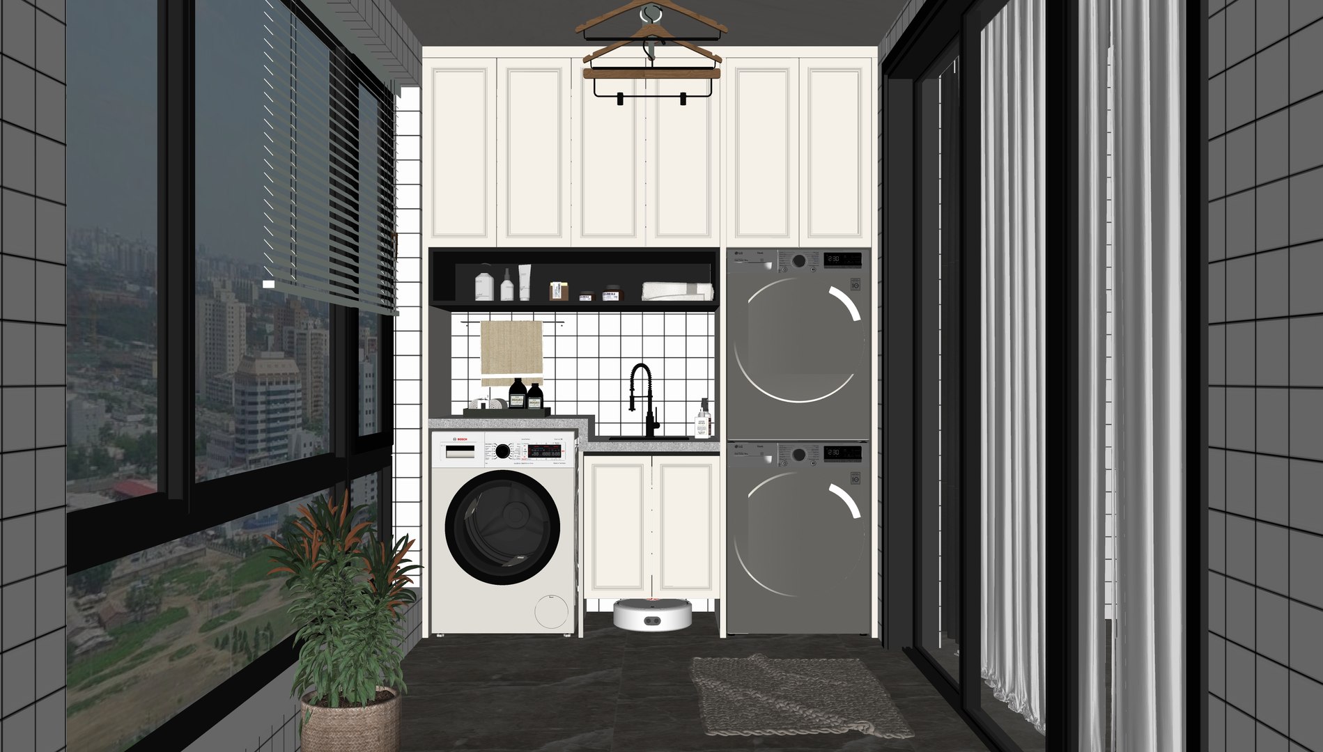Modern Balcony Laundry Cabinet Combination Laundry Room Home Appliance ...