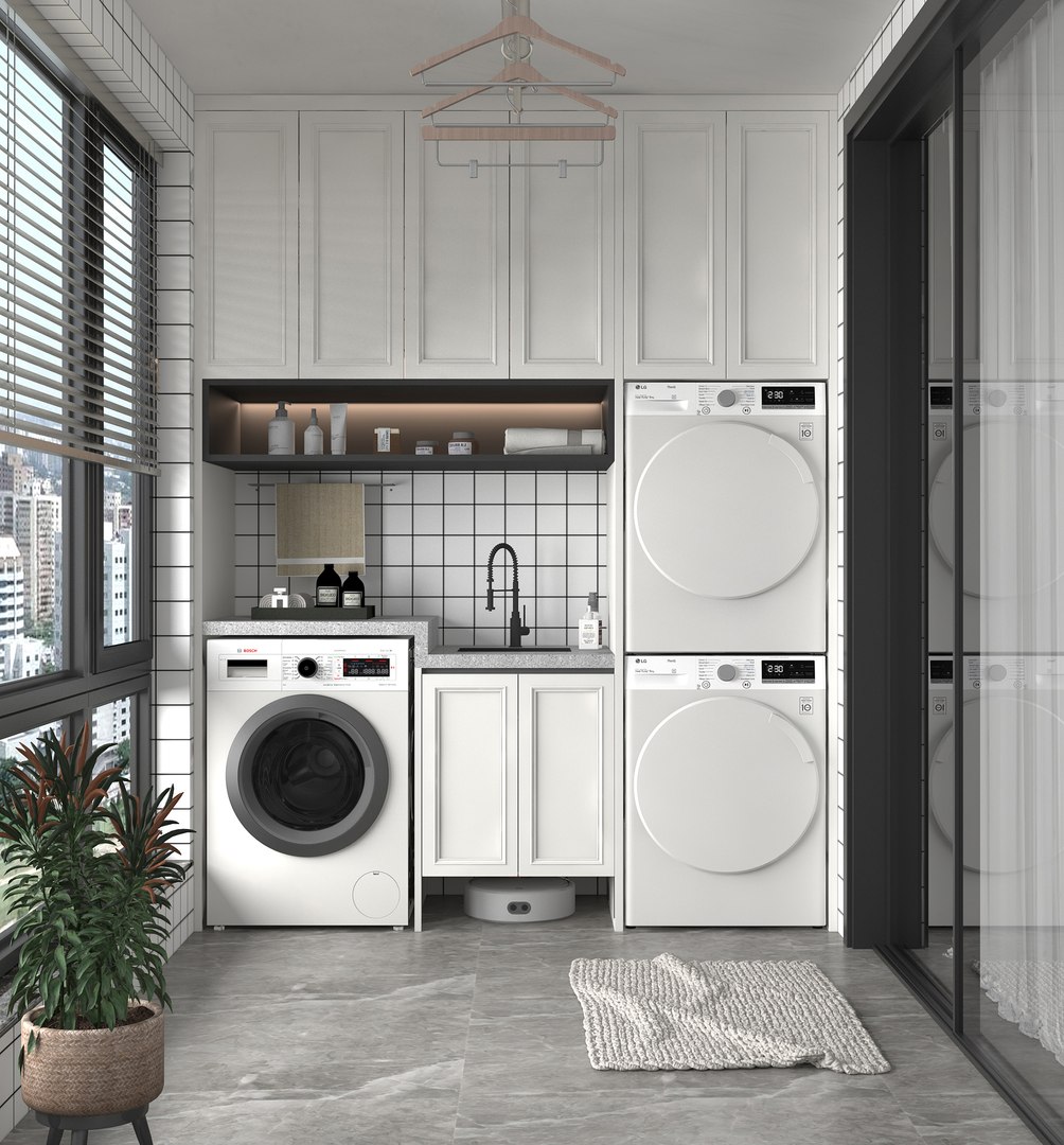 Modern Balcony Laundry Cabinet Combination Laundry Room Home Appliance ...