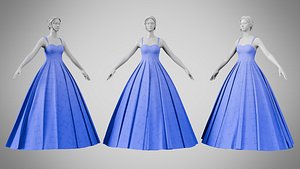 Dress 49 Very Light Blue With Design 3D model