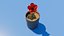 Rose rouge en pot low-poly