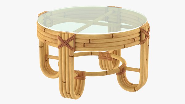Round Bamboo Coffee Table With Glass, Round Bamboo Coffee Table
