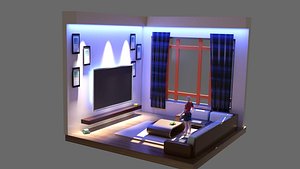 Isometric Living Room Scenario 3D model